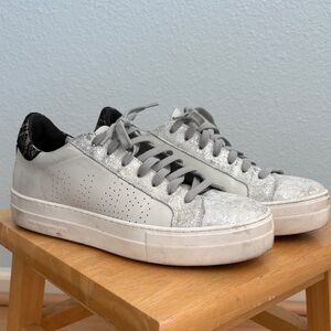 P448 White, Silver & Black Sneakers